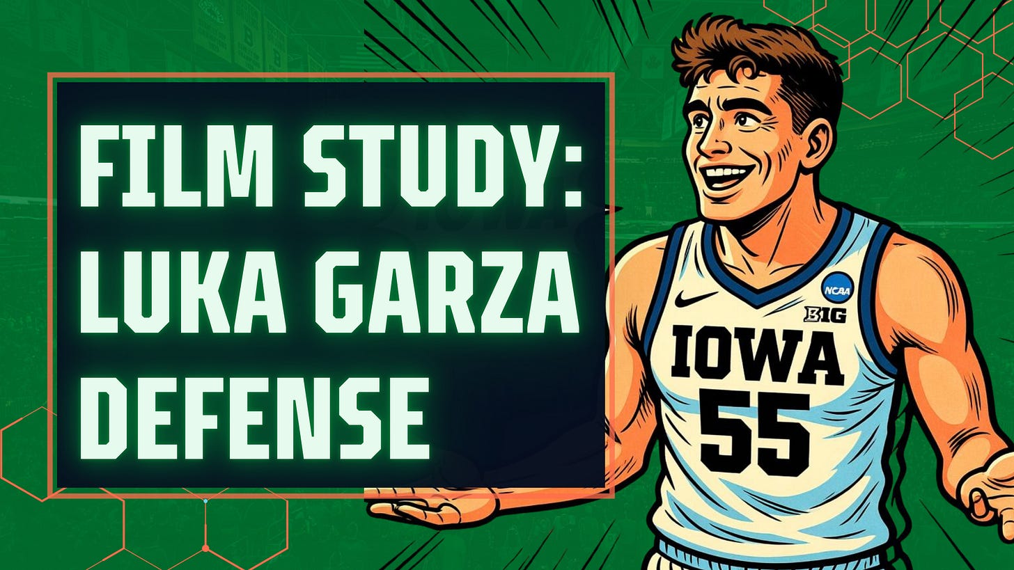 A cartoon illustration of Boston Celtics center, Luka Garza