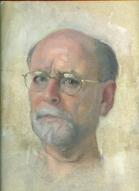 Head of a man with a beard and glasses with knit brows. Head of a man with a beard and glasses with knit brows.