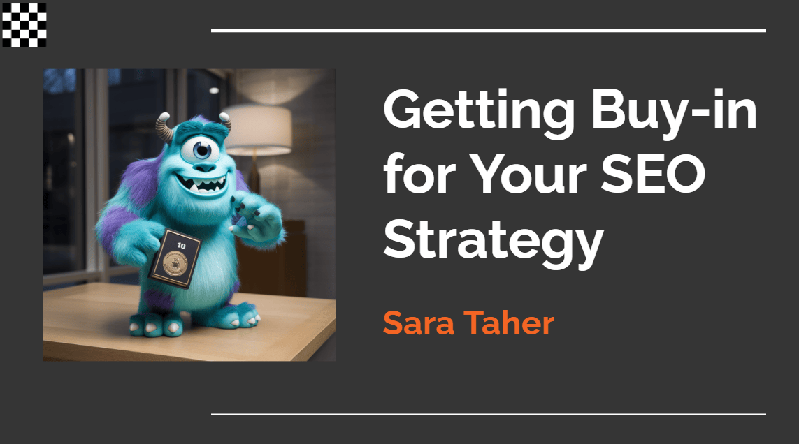 A screenshot from my live webinar with the title "Getting Buy-in for Your SEO Strategy"