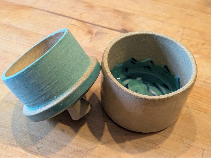Homemade butter crock and butter dish 