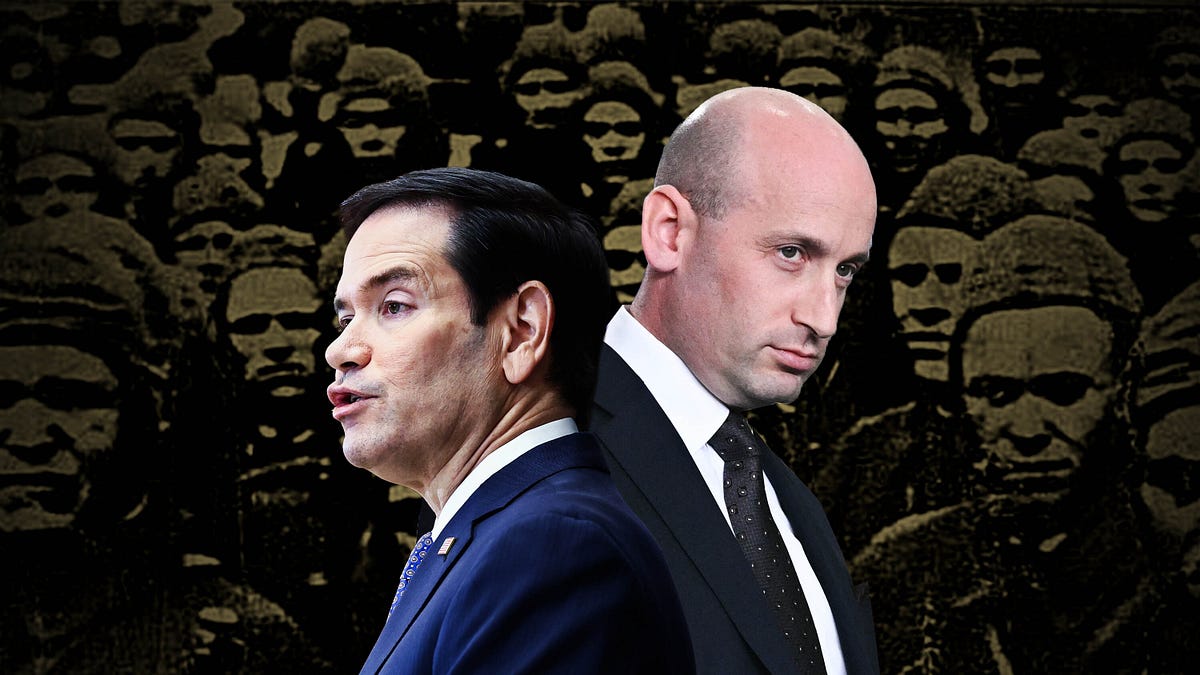 Marco Rubio and Stephen Miller, in the Original German
