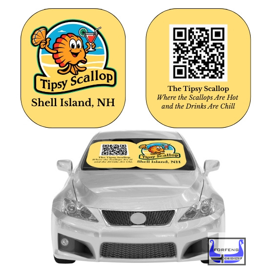 Image of a car and of custom imprint sun shields in the windshield