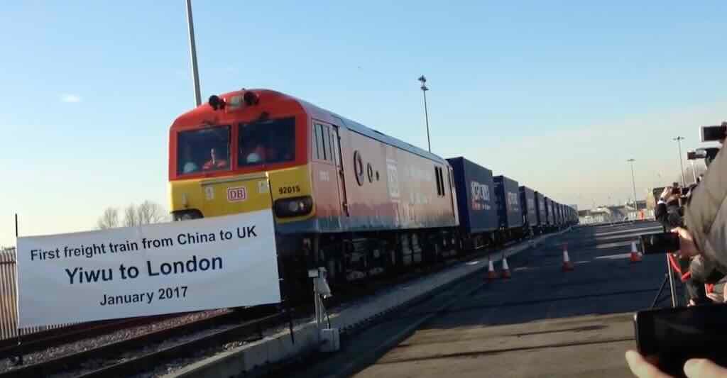 First freight train from China to the UK arrives in Barking, East London, January 2017