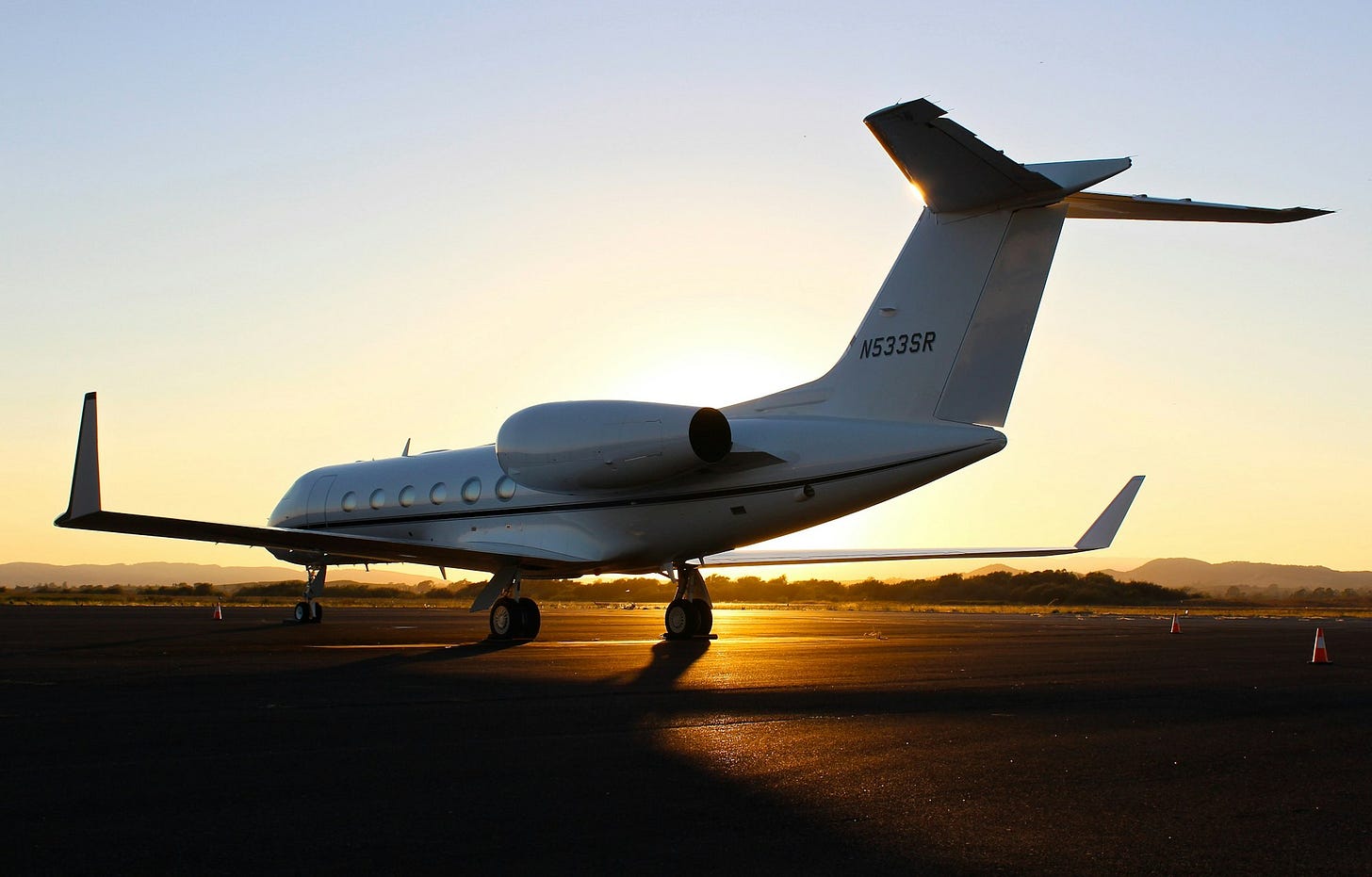 A jet at sunset