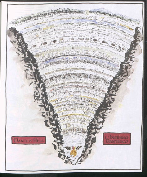 Cochrane's rendition of a Botticelli-inspired Inferno and a portrait of Dante. The illustrated incunable facsimile with an image of Inferno.