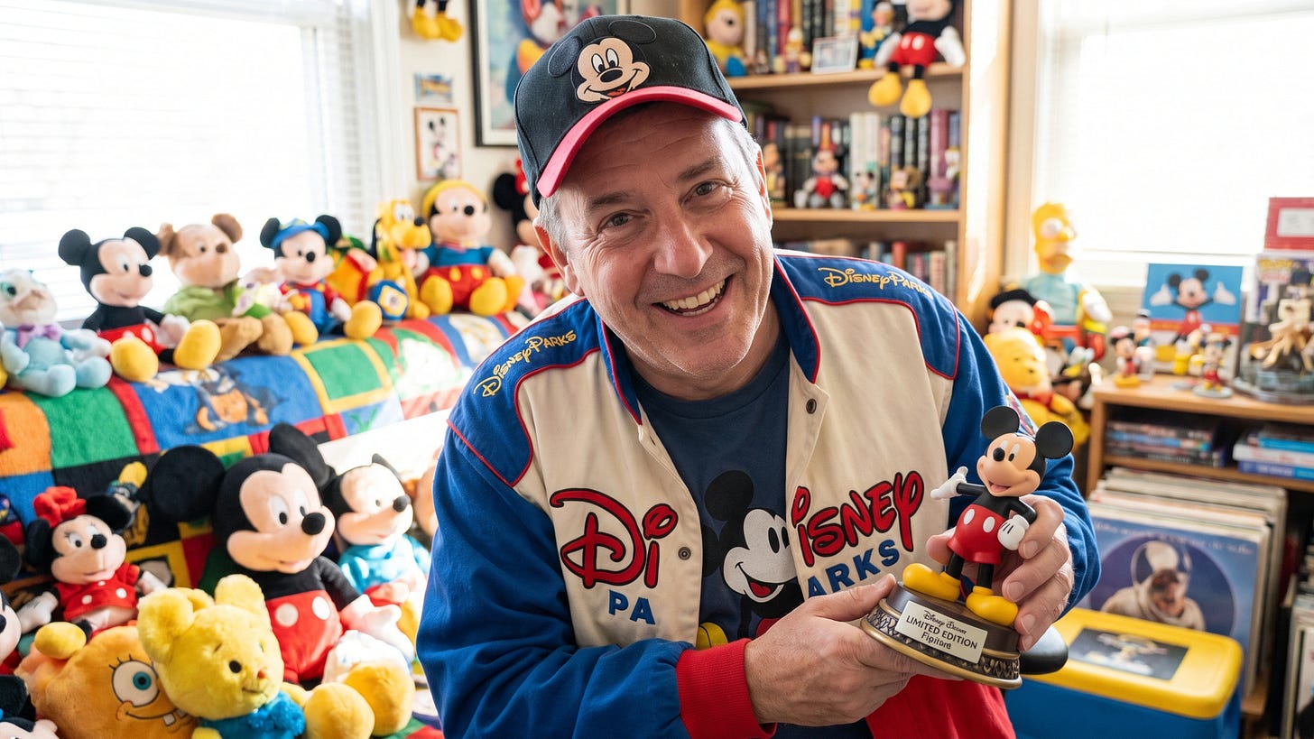A typical Disney kidult (AI assisted image.) A typical Disney kidult (AI assisted image.)