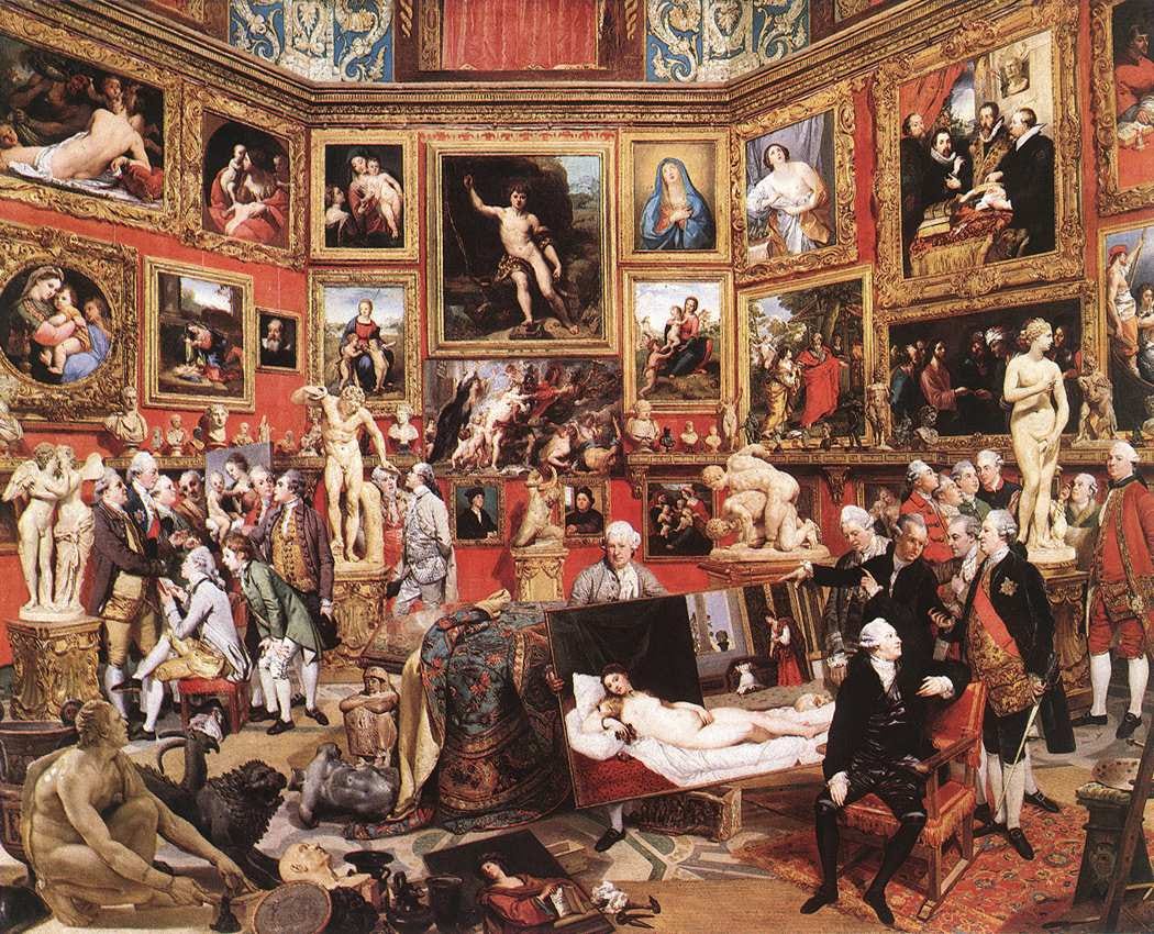 Johan Zoffany, The Tribuna of the Uffizi, 1772 to 1777. Royal Collection. Johan Zoffany, The Tribuna of the Uffizi, 1772 to 1777. Royal Collection.