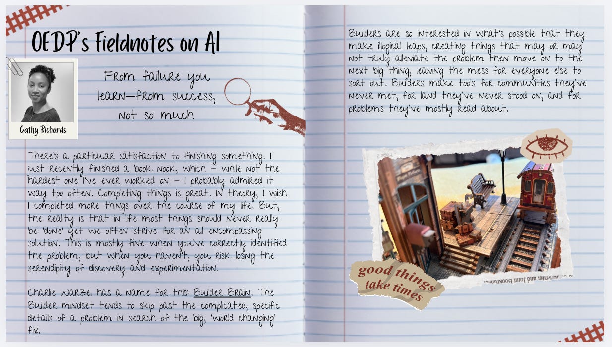 Excerpt from Cathy's blog in handwritten form
