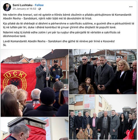 Një narrativë, dy plane veprimi. Nga ceremonitë patriotike dhe simbolika e UÇK-së në Kosovë, te shtrëngimi i duarve me Khalifa Haftar në Libi, një aktor jo-shtetëror i lidhur ngushtë me operacionet dhe ndikimin rus në Afrikën e Veriut. Kjo galeri dokumenton kontrastin mes diskursit publik dhe ndërveprimeve të jashtme, duke ngritur pyetje thelbësore mbi orientimin politik, implikimet për sigurinë kombëtare dhe normalizimin e ndikimit rus në hapësirën publike në Kosovë.