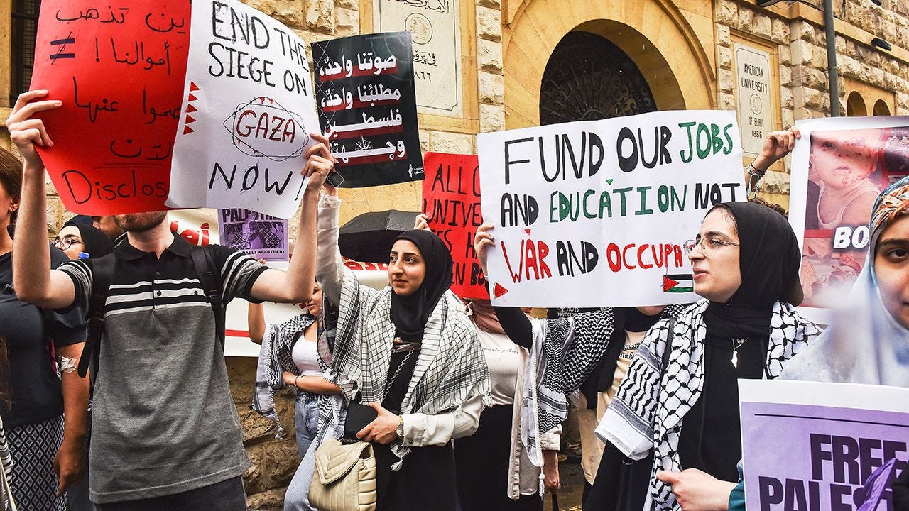 University protests about Gaza spread to the Middle East