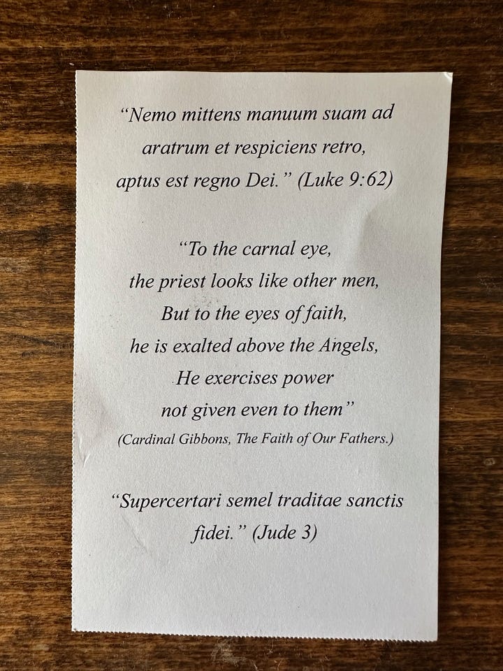 Rev. Leo A. Ramsperger card with image of Christ on one side and faith quotes on the other side