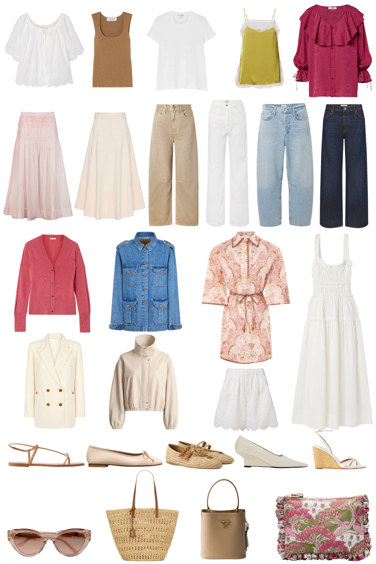 Spring 2026 lookbook featuring fresh seasonal outfits in soft colors and lightweight layers