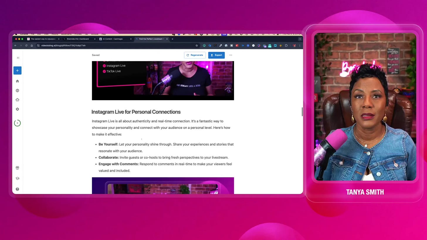 Transforming livestreams into other content