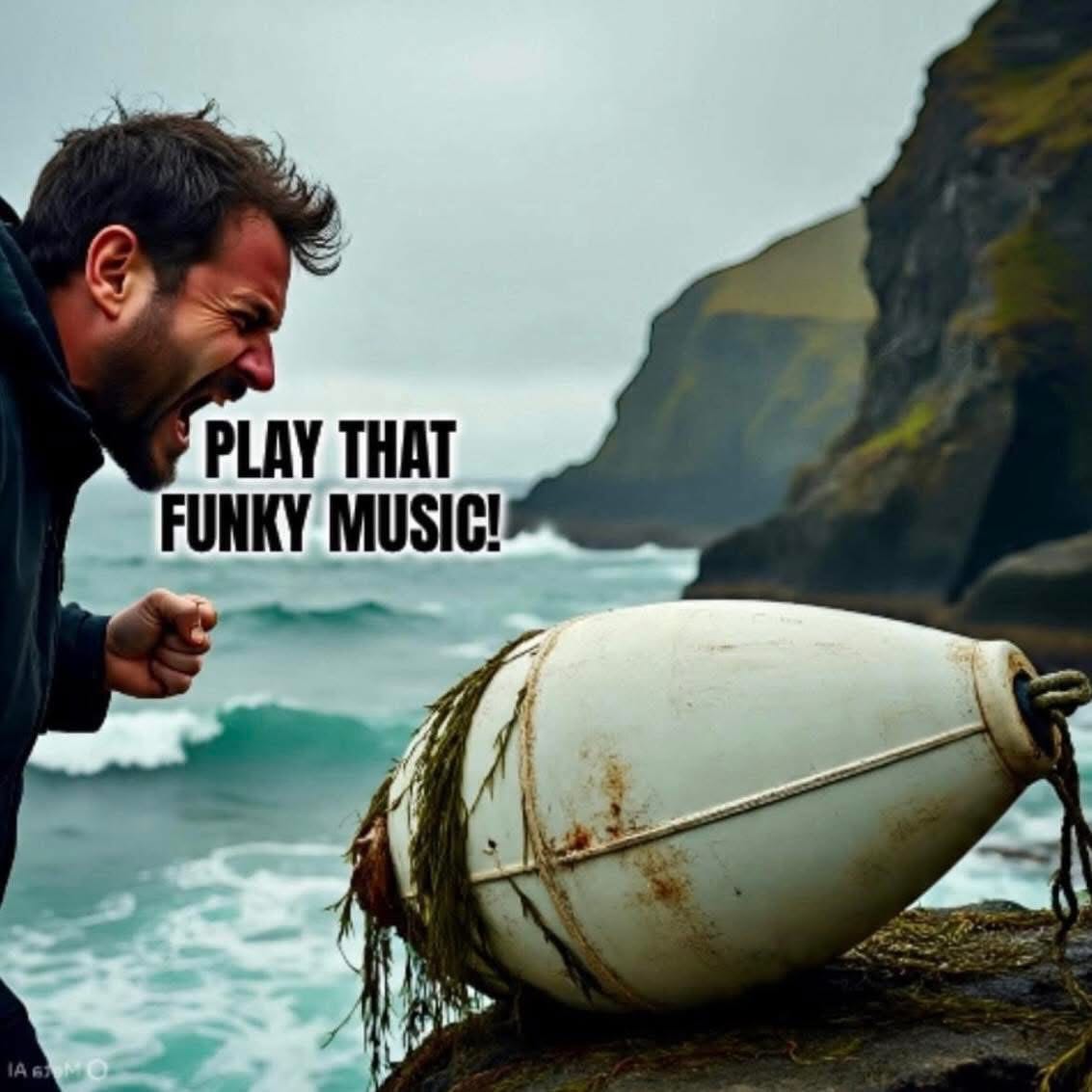 May be an image of trumpet, saxophone, banjo and text that says 'PLAY THAT FUNKY MUSIC!'