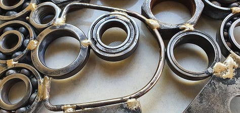 Trivets in process of making and finishing.