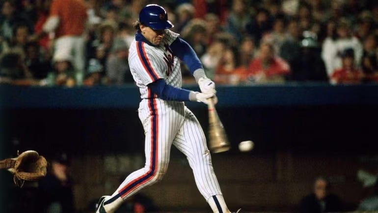 Gary Carter in mid-swing. Gary Carter in mid-swing.