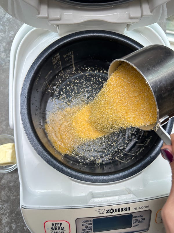 This rice cooker polenta recipe is an easy, hands-off way to make creamy polenta without constant stirring, perfect for weeknight dinners and meal prep.