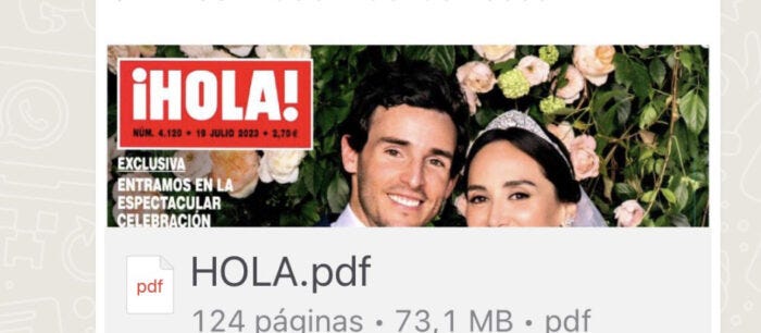 Portada de la revista Hola en formato PDF ( Twitter)