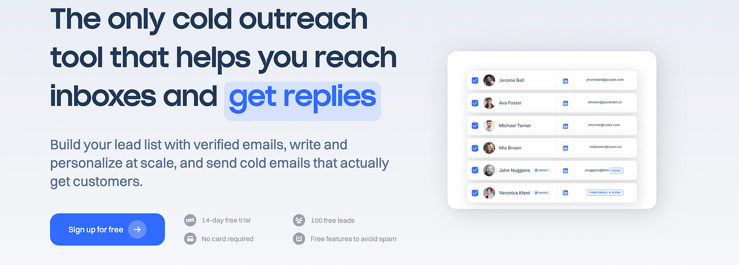 Lemlist landing page headline Lemlist landing page headline