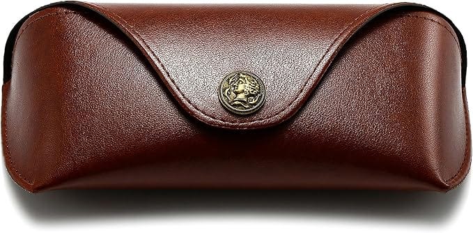 SUNGAIT Sunglass Case for Men Women: Portable Leather Eyeglasses Case Hard Shell - Slim Case for Multiple Sunglasses