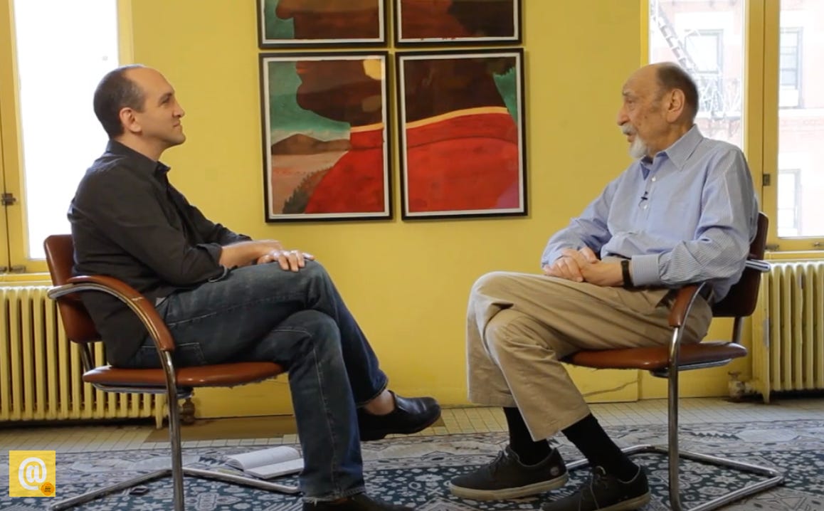Jonathan Fields with Milton Glaser in his NYC studio in 2013