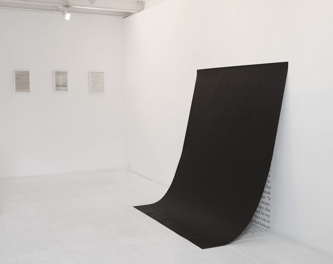 Marina Camargo, The Sheltering Sky, (paper and adhesive on the wall and floor), 2008  [© Marina Camargo]; Group exhibition: Mar de Tubarão, Galeria Jaqueline Martins, São Paulo, 2012