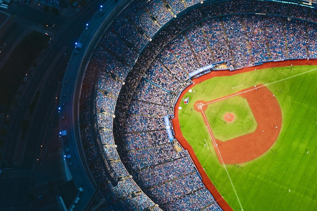 aerial photography of baseball stadium