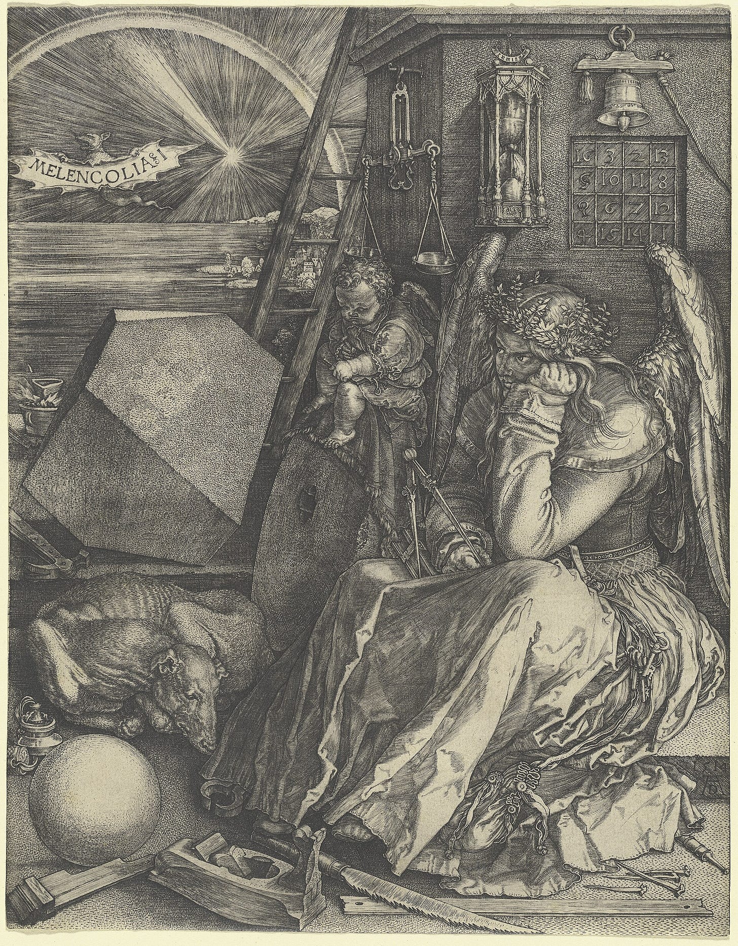 Albrecht Dürer, Melencolia I, 1514. Engraving. National Gallery of Art, Washington.