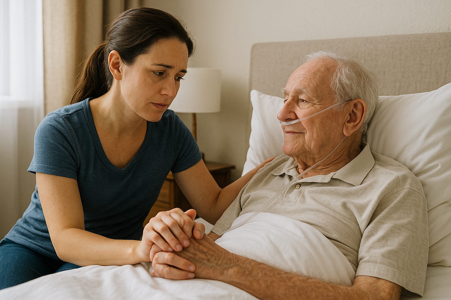 Family caregiver providing medical and emotional support