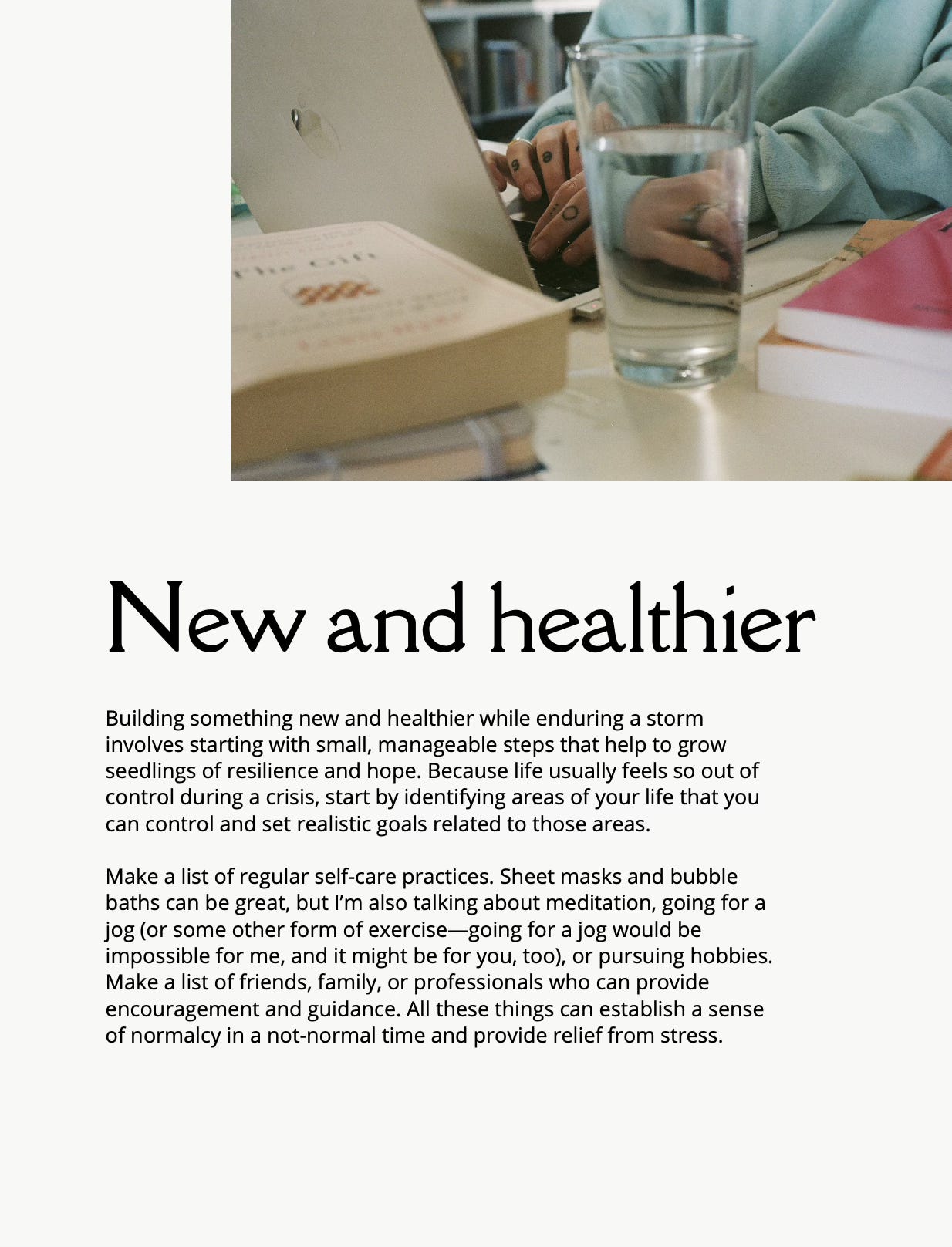 a sample page with the heading, New and healthier