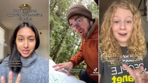 From left, Elise Joshi, Alex Haraus and Alaina Wood raise awareness of the Willow Project through TikTok.