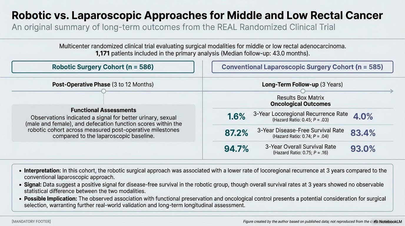 Robotic vs Laparoscopic Surgery for Middle and Low Rectal Cancer