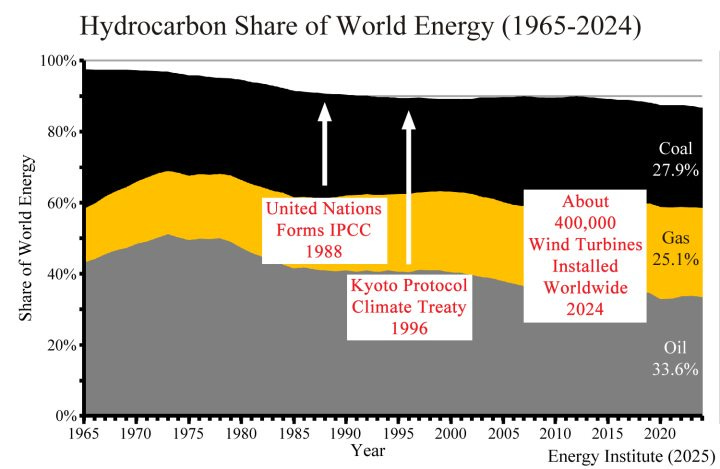 World Hydrocarbon Share 1965-2024 Pres