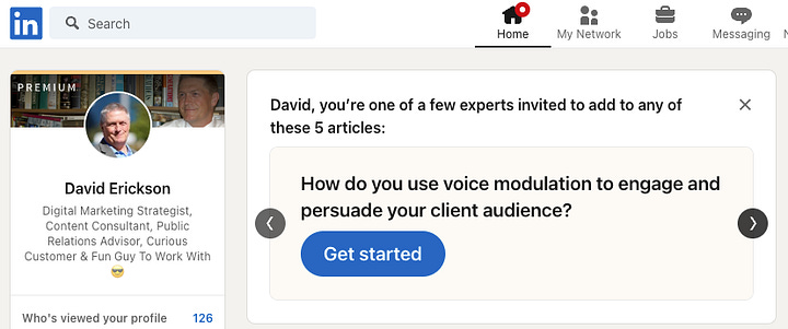 LinkedIn invitations to collaborate on AI generated articles