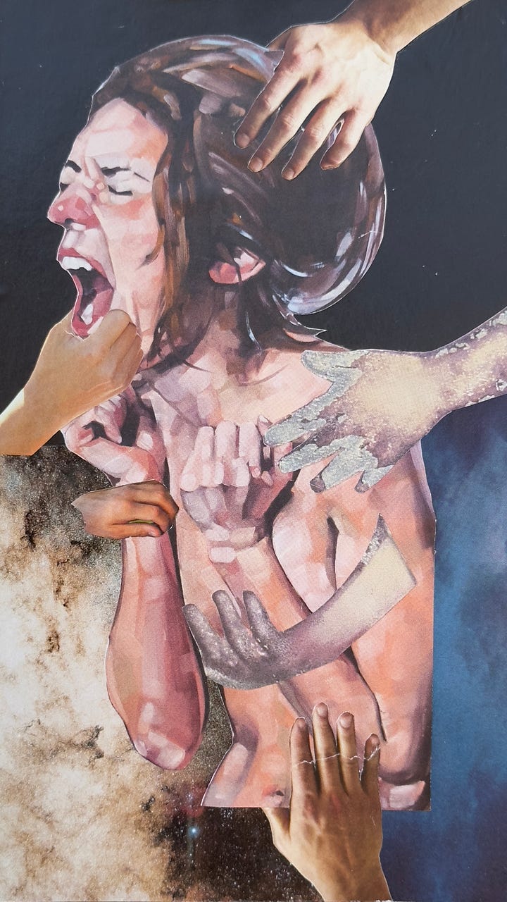 Personal collages that for me evoke much of the insight from Touch Me and the relevance of skin to our conditioning.