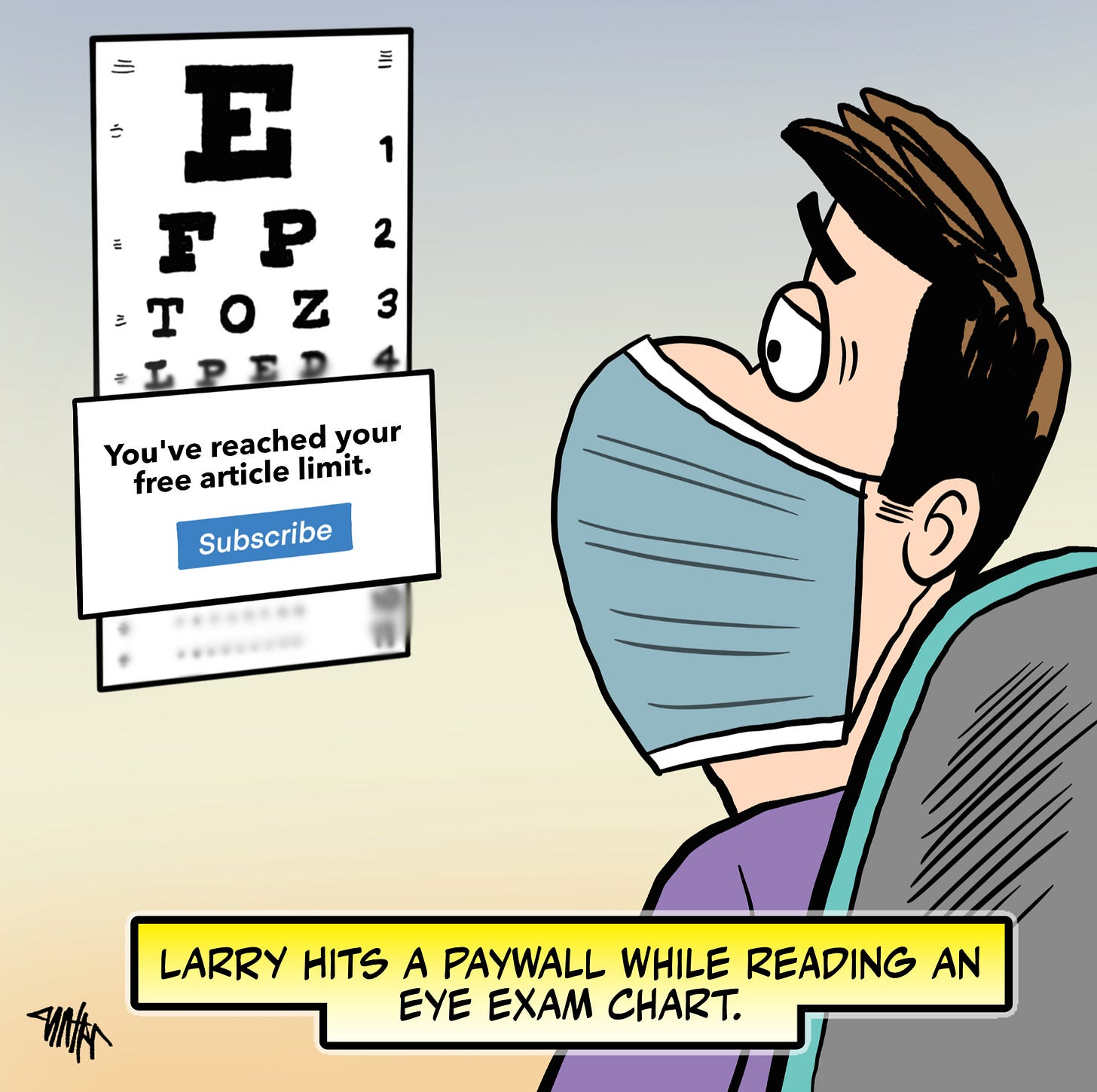 Optometry Times on Twitter: "Optic relief: Eye Exam Paywall #Cartoon  #EyeExam #Optic #Comedy #OpticRelief https://t.co/EYMVVTPX7B" / Twitter