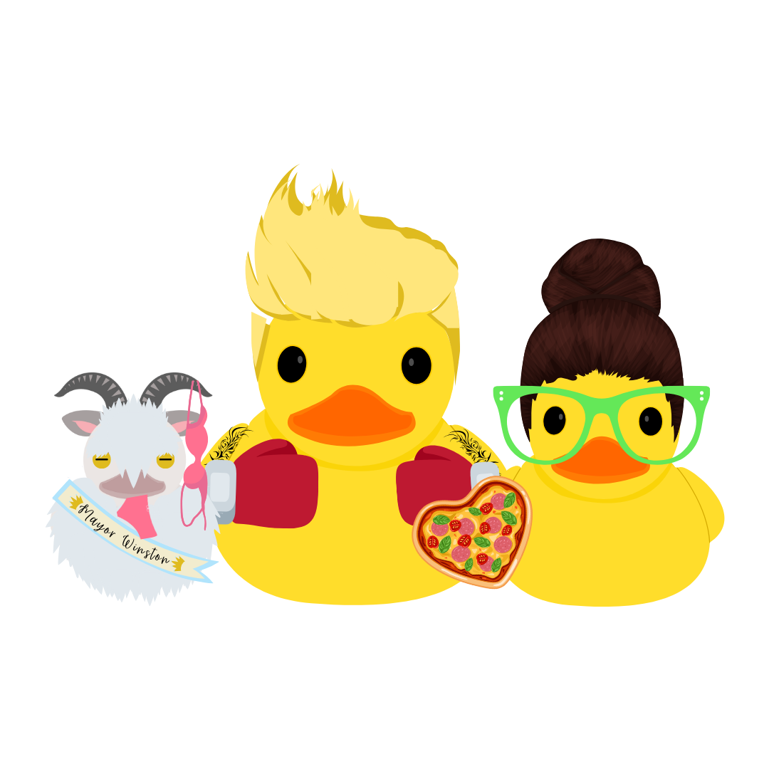 rubber duck versions of characters from Tit Me With Your Best Shot by Chantal Roome