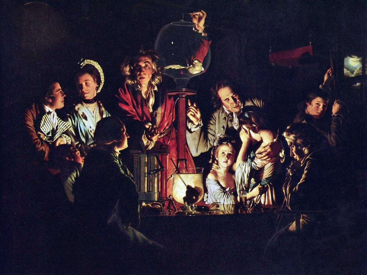 Great Works: An Experiment on a Bird in the Air Pump, 1768 (183 x 244 cm),  Joseph Wright of Derby | The Independent | The Independent