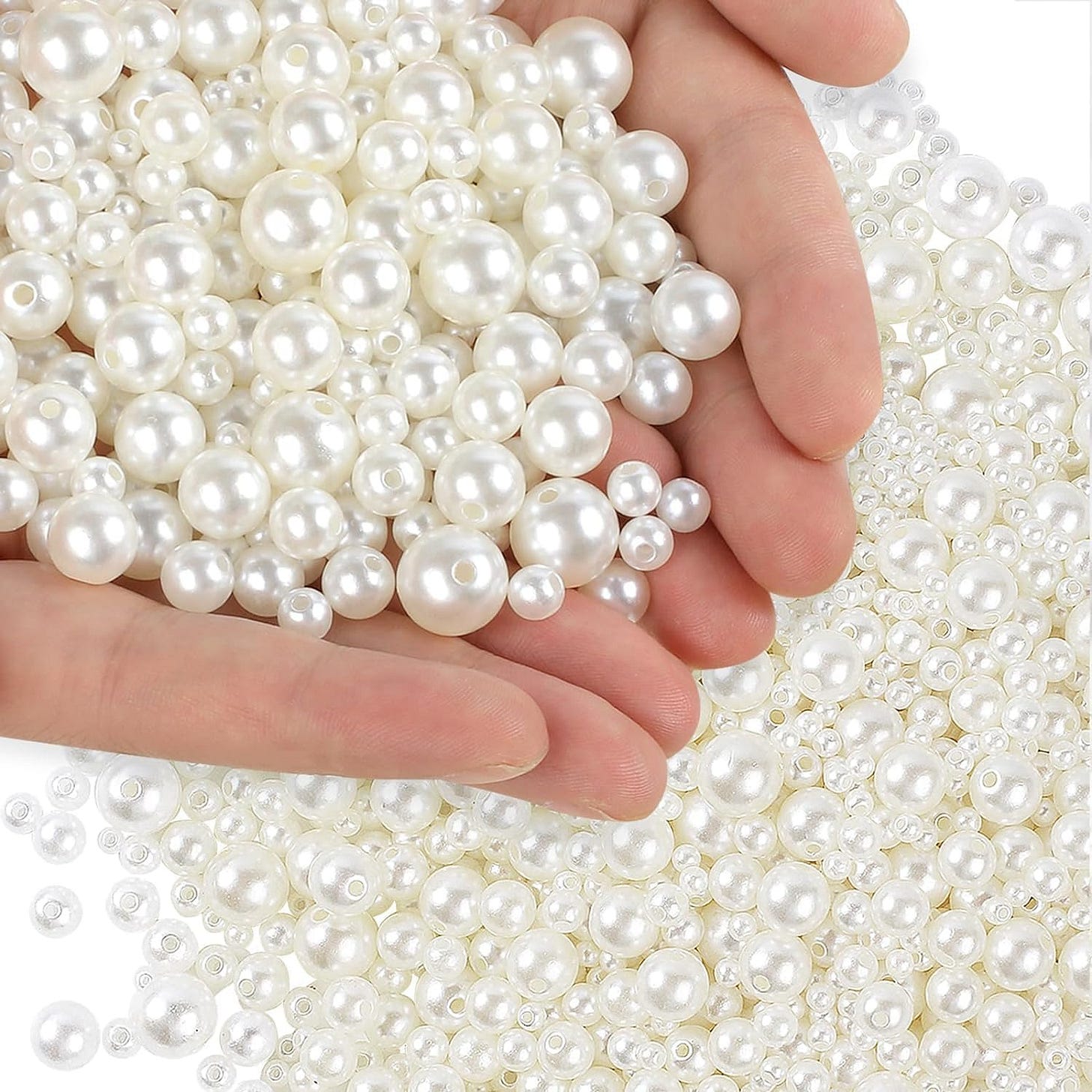 Phinus 1950 Pcs Pearl Beads with Hole, 5 Size Pearls for Crafts, Round Loose Pearl Beads for Jewelry Making, Pearls for Jewelry Making, Decoration,