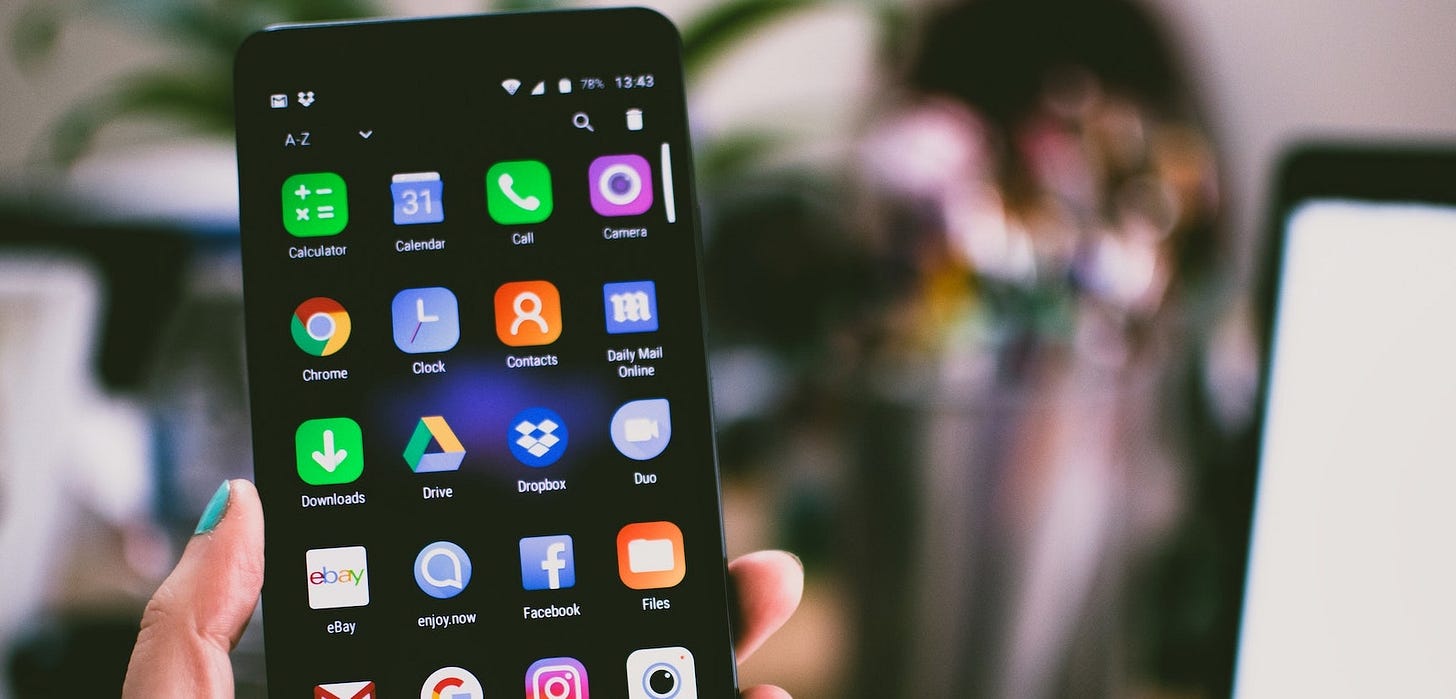 close up of a smartphone with app icons on the screen
