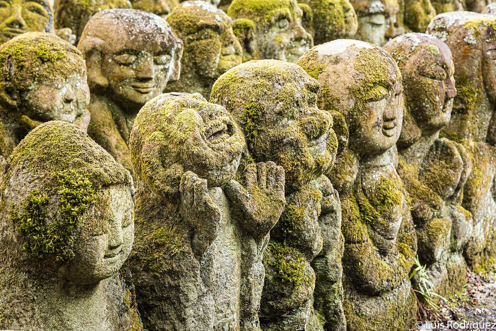 Estatuas de rakan en el Otagi Nenbutsu-ji