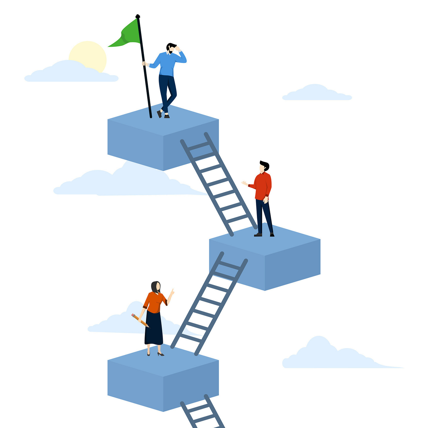 concept of career level, job position or company hierarchy, challenge to  improve or career development, steps to achieve goals, ladder of success,  people climbing the employee ladder to the next level 28574260
