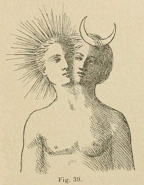 Illustrations depicting ouroboros, night and day and time.