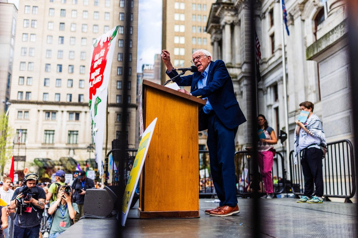 Thousands of Philly area union members rally with Bernie Sanders on May Day