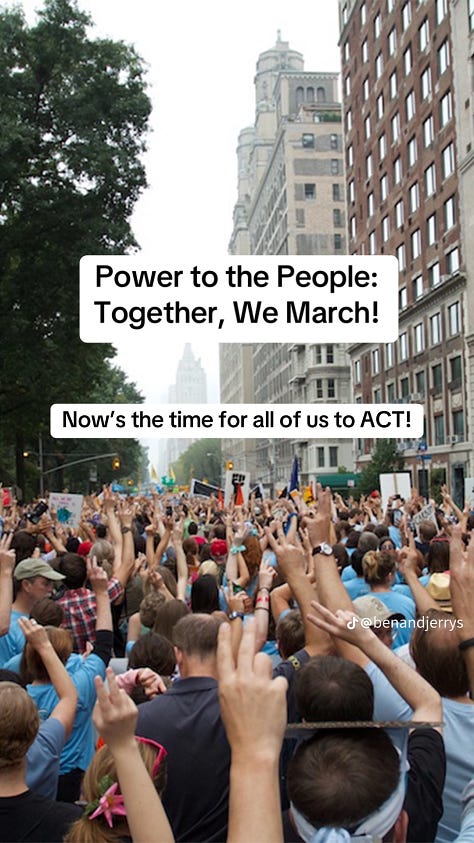 image of people protesting with overlaid text expressing power to the people and organizational info to attend the recently rebranded Women's March as the People's March
