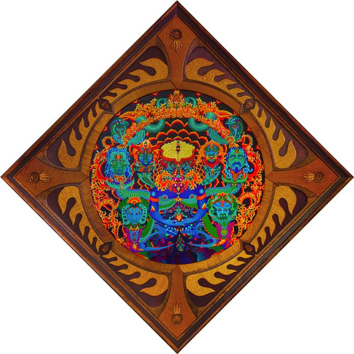 Bill Walker - Anthem, Acrylic on Oilcloth Screen, 48" x 48" (including the artist's hand carved frame), 1968 - 1996 Bill Walker - Anthem, Acrylic on Oilcloth Screen, 48" x 48" (including the artist's hand carved frame), 1968 - 1996