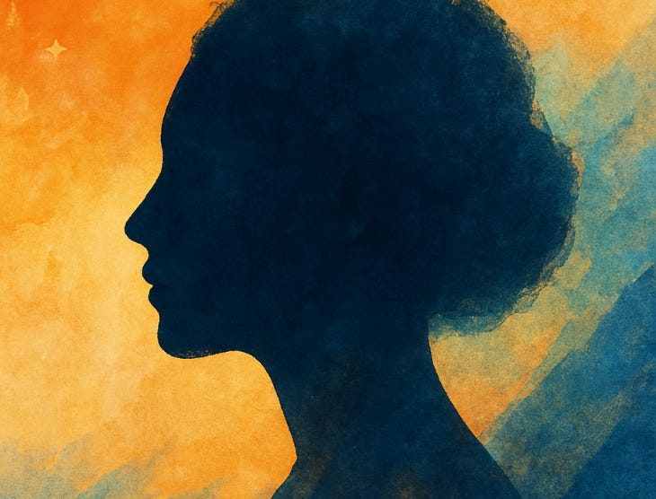 A silhouette of a woman