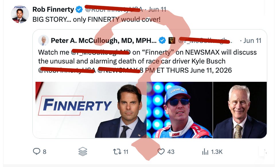 Only Rob Finnerty and Newsmax would give Peter McCullough a platform to attack a grieving family…
