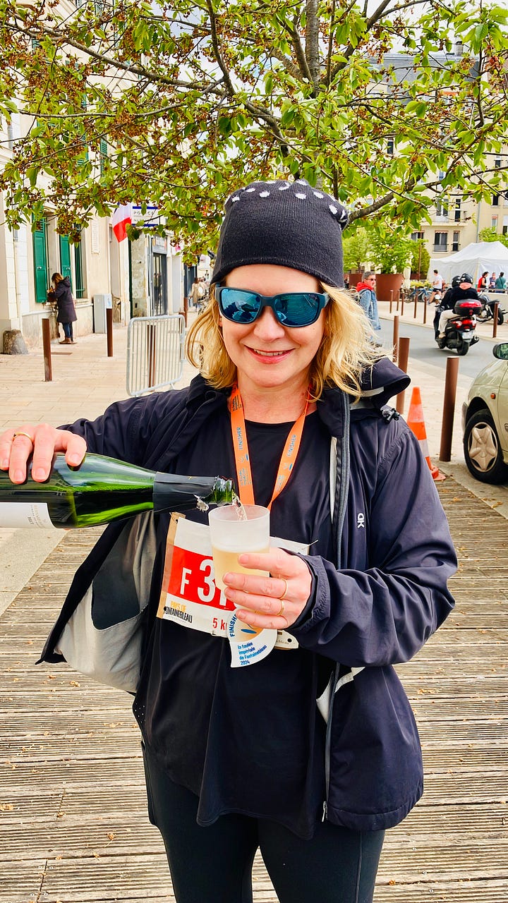 photos of Karen Bussen at a running race in France