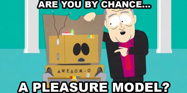 Cartman getting propositioned as Awesome-O in South Park Cartman getting propositioned as Awesome-O in South Park